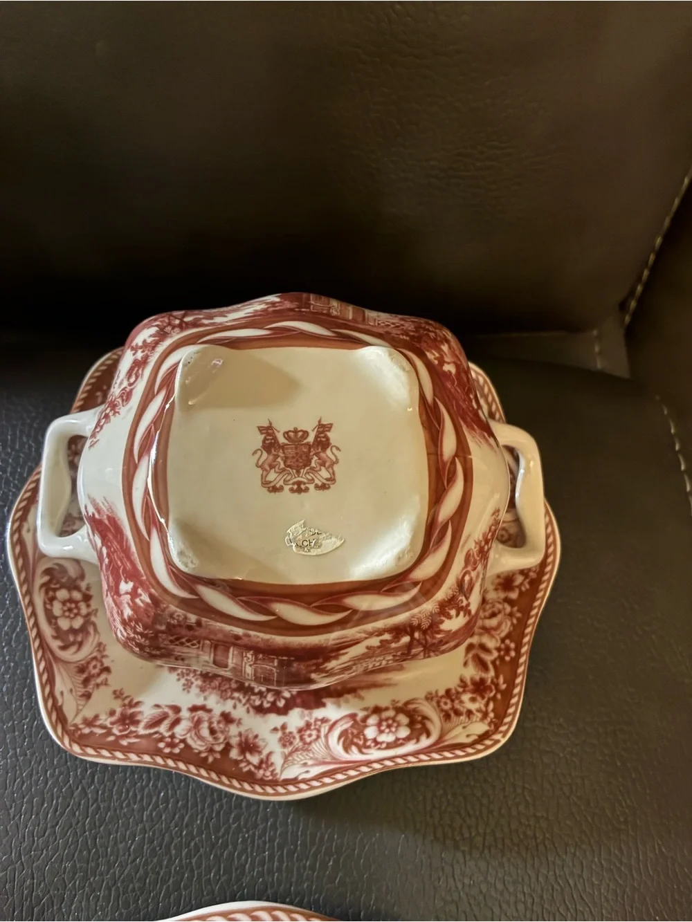 Vtg Mason Ironstone Red Transferware Covered Serving Dish - Classic Home Dining